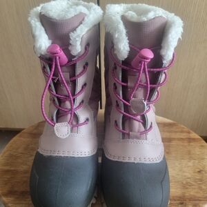 Cozy Pink and Gray Kids Boots